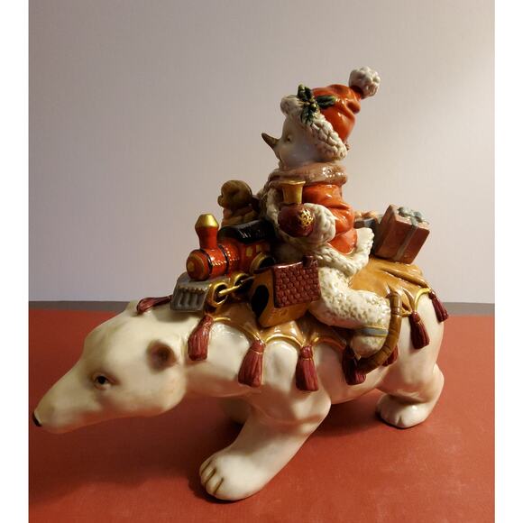 Christmas Ceramic Figurine - Child Riding a Polar Bear - Picture 3 of 6